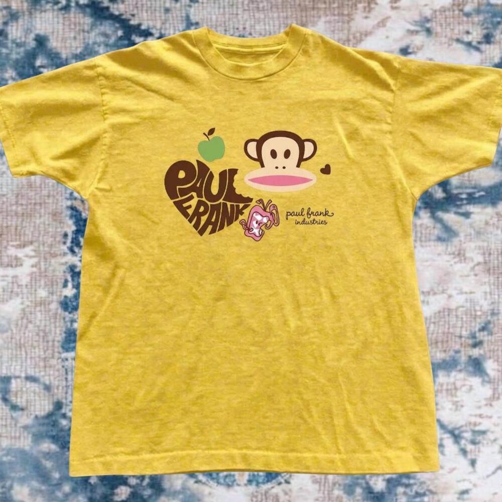 Paul Frank Julius Monkey Apple Graphic Vintage Y2K Yellow T-Shirt